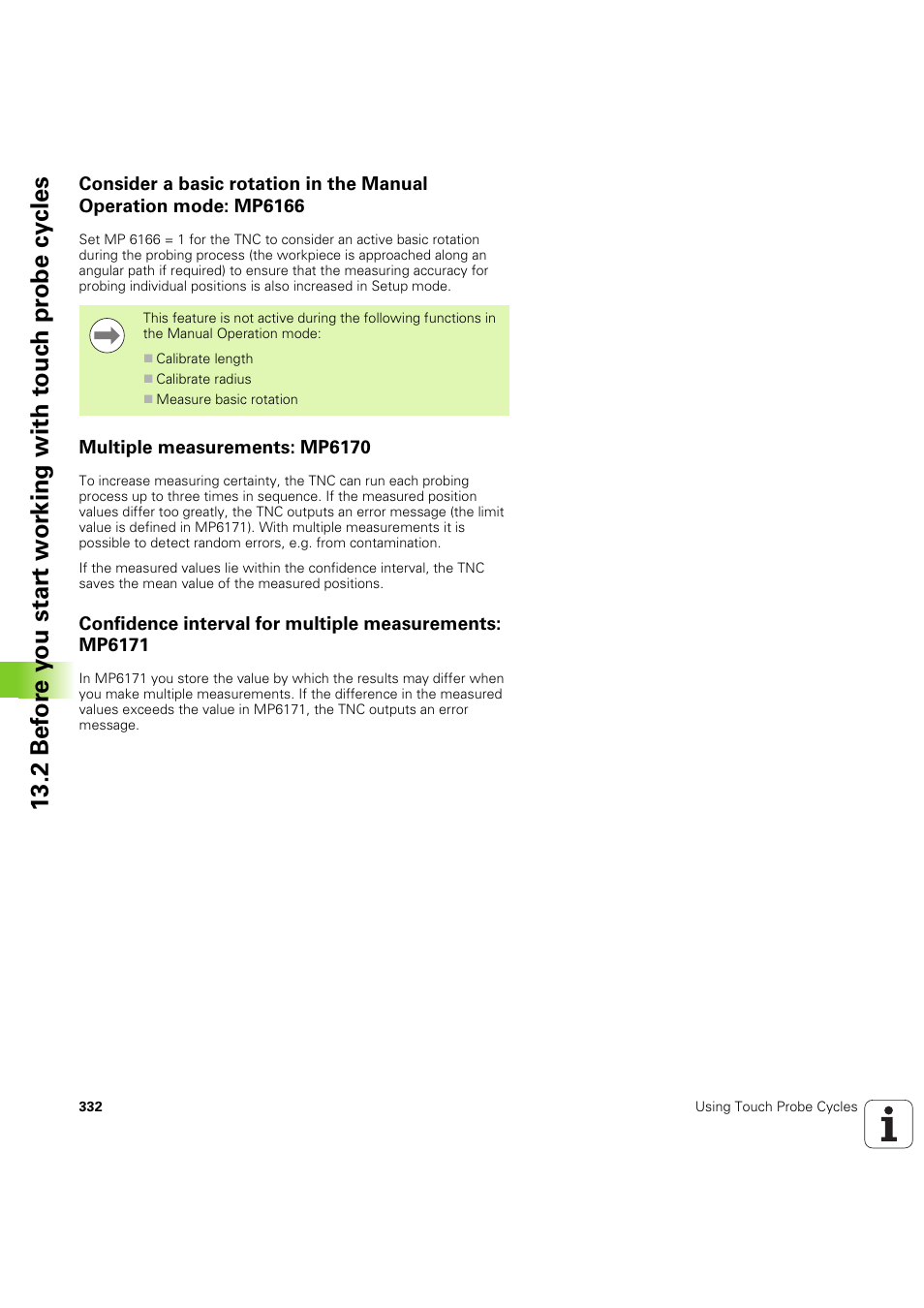 Multiple measurements: mp6170 | HEIDENHAIN iTNC 530 (60642x-04) Cycle programming User Manual | Page 332 / 529