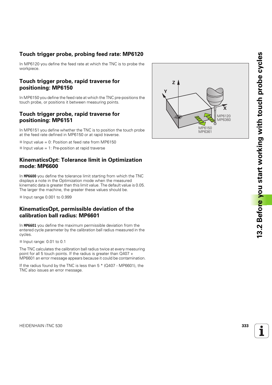 Touch trigger probe, probing feed rate: mp6120 | HEIDENHAIN iTNC 530 (60642x-04) Cycle programming User Manual | Page 333 / 529