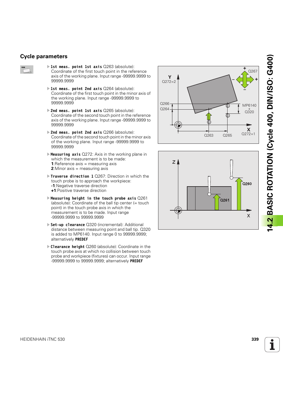 Cycle parameters | HEIDENHAIN iTNC 530 (60642x-04) Cycle programming User Manual | Page 339 / 529