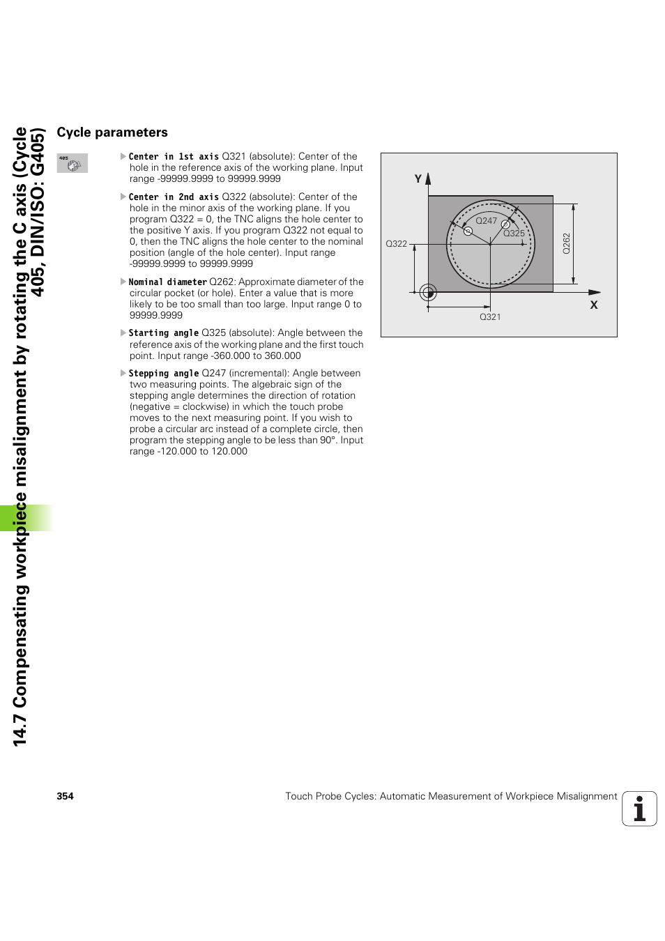 Cycle parameters | HEIDENHAIN iTNC 530 (60642x-04) Cycle programming User Manual | Page 354 / 529