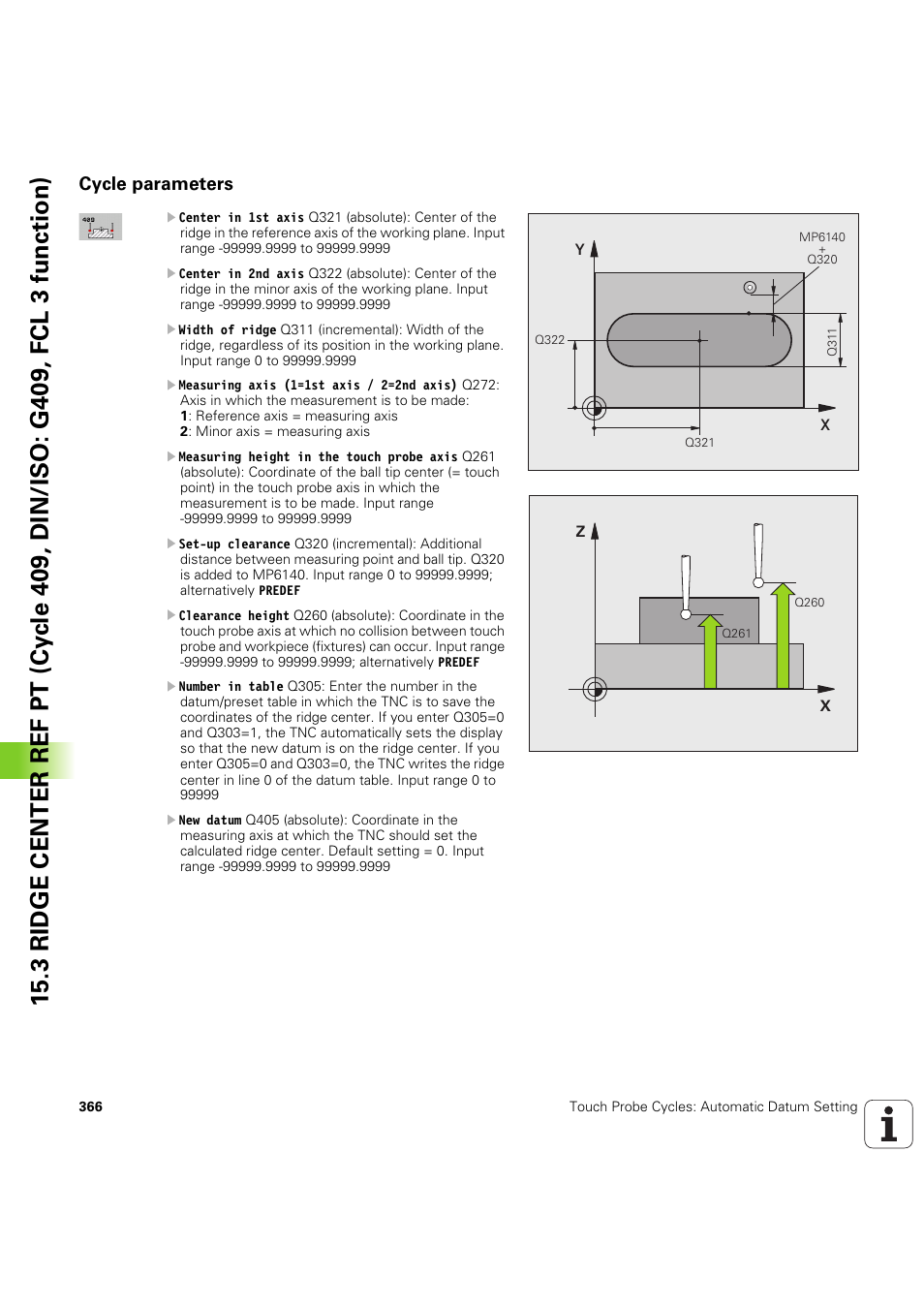 Cycle parameters | HEIDENHAIN iTNC 530 (60642x-04) Cycle programming User Manual | Page 366 / 529