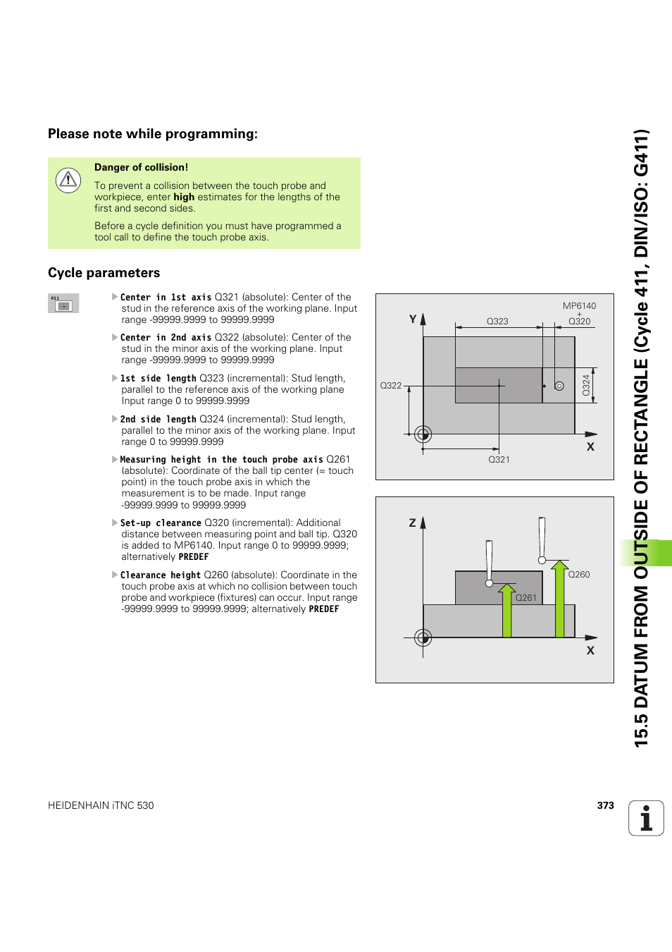Please note while programming, Cycle parameters | HEIDENHAIN iTNC 530 (60642x-04) Cycle programming User Manual | Page 373 / 529