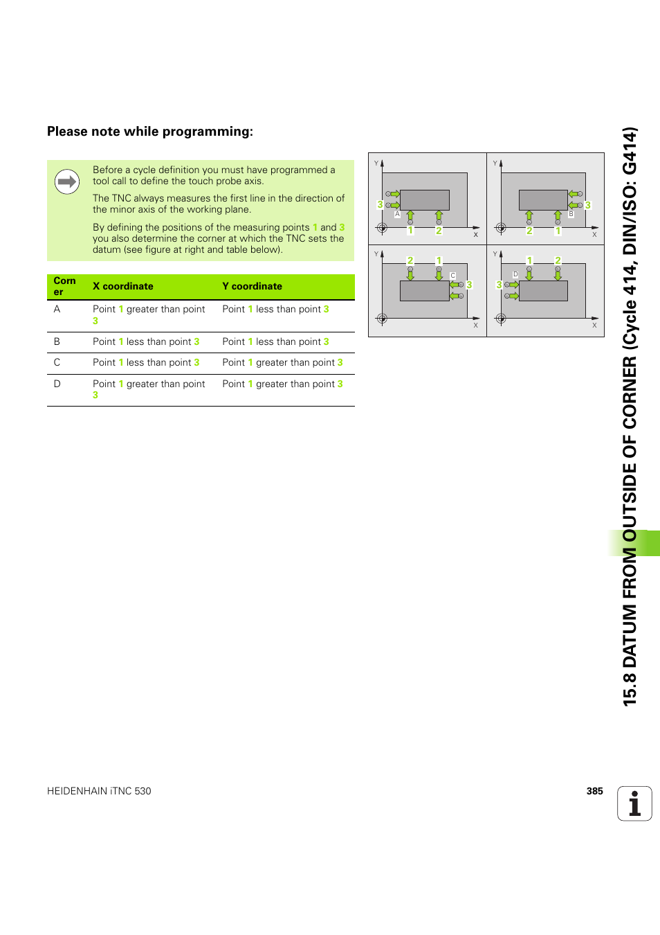 Please note while programming | HEIDENHAIN iTNC 530 (60642x-04) Cycle programming User Manual | Page 385 / 529