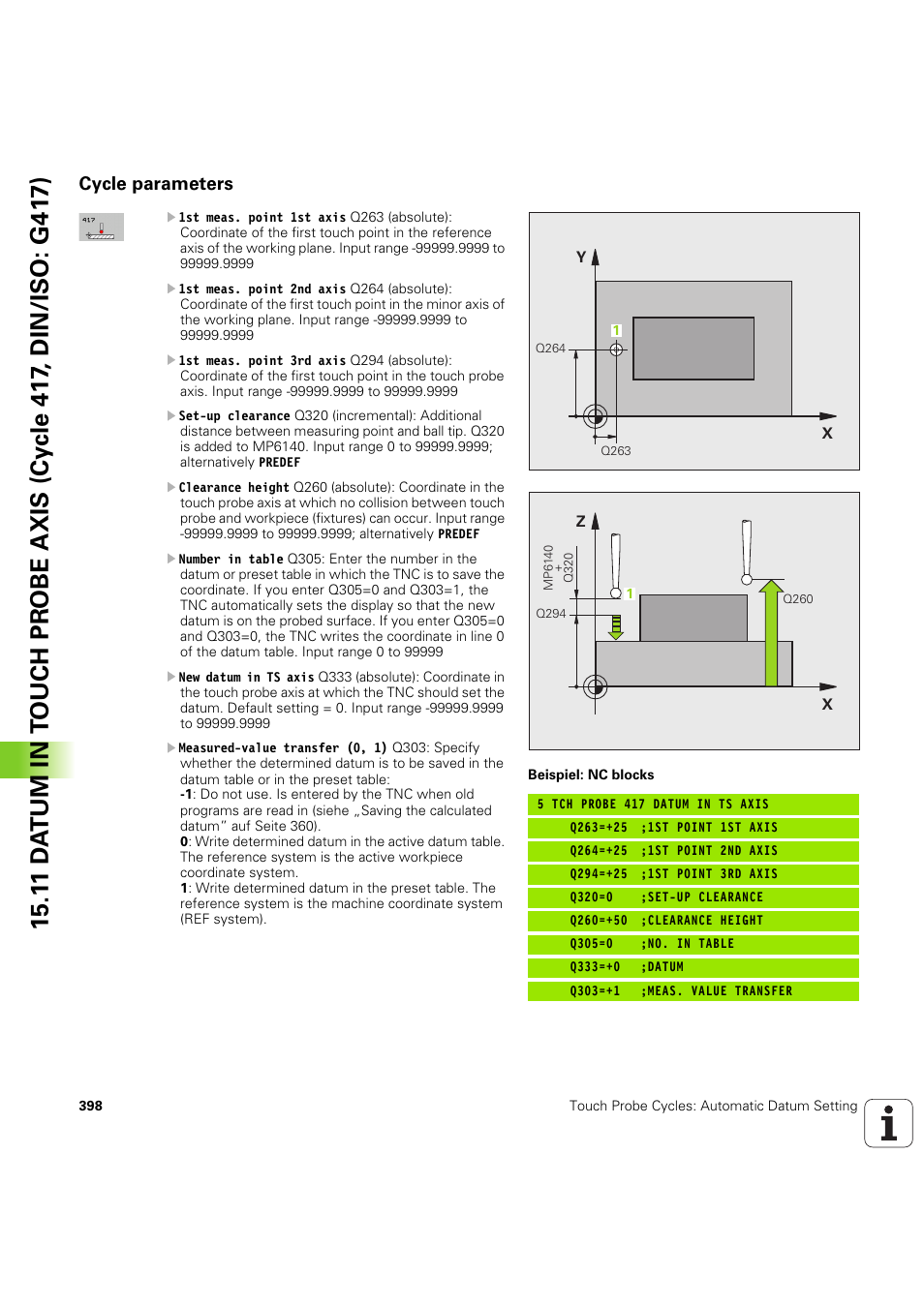 Cycle parameters | HEIDENHAIN iTNC 530 (60642x-04) Cycle programming User Manual | Page 398 / 529