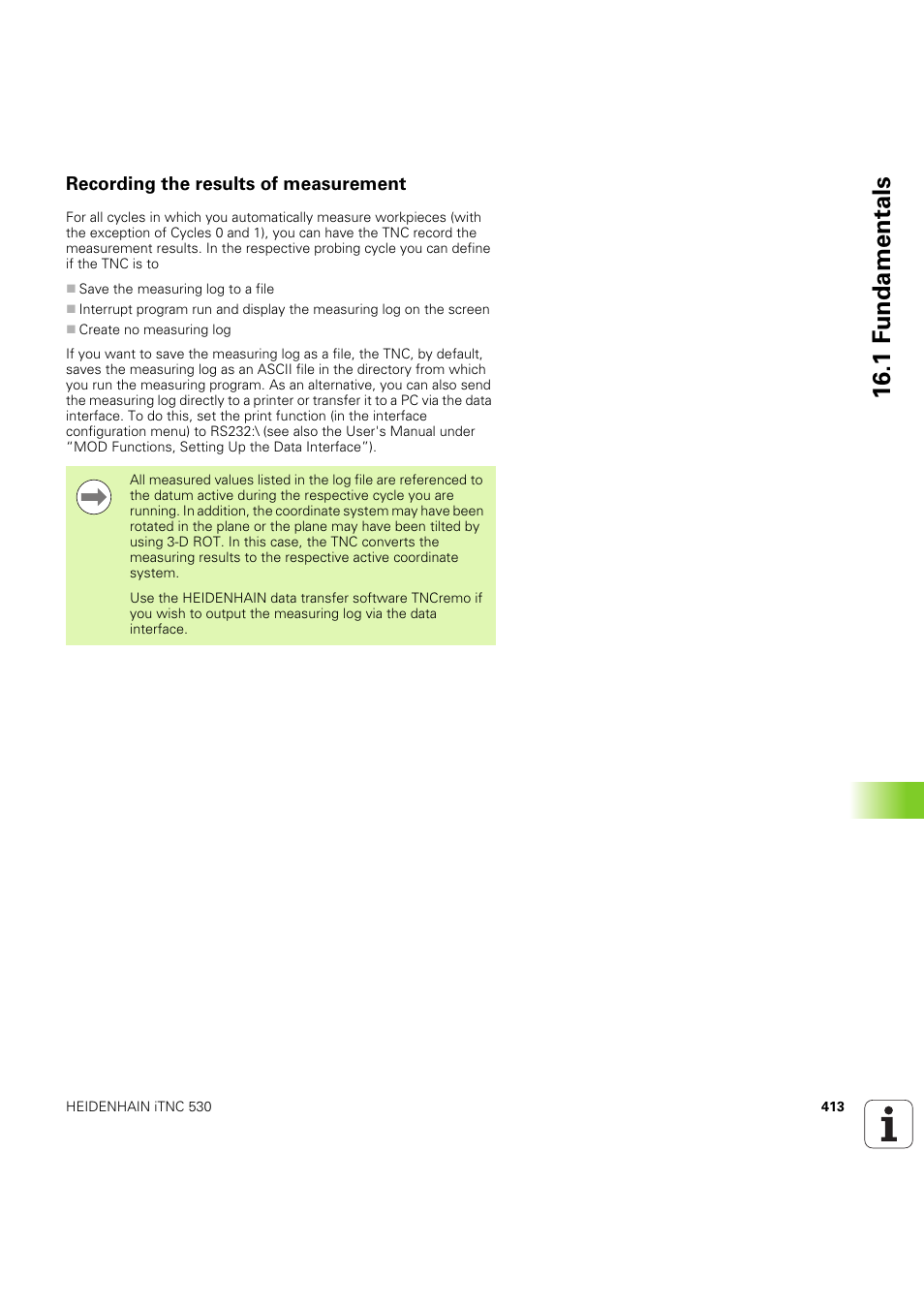 Recording the results of measurement, 1 f undamentals | HEIDENHAIN iTNC 530 (60642x-04) Cycle programming User Manual | Page 413 / 529