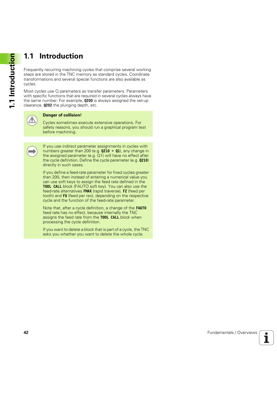 1 introduction, 1 intr oduction 1.1 introduction | HEIDENHAIN iTNC 530 (60642x-04) Cycle programming User Manual | Page 42 / 529