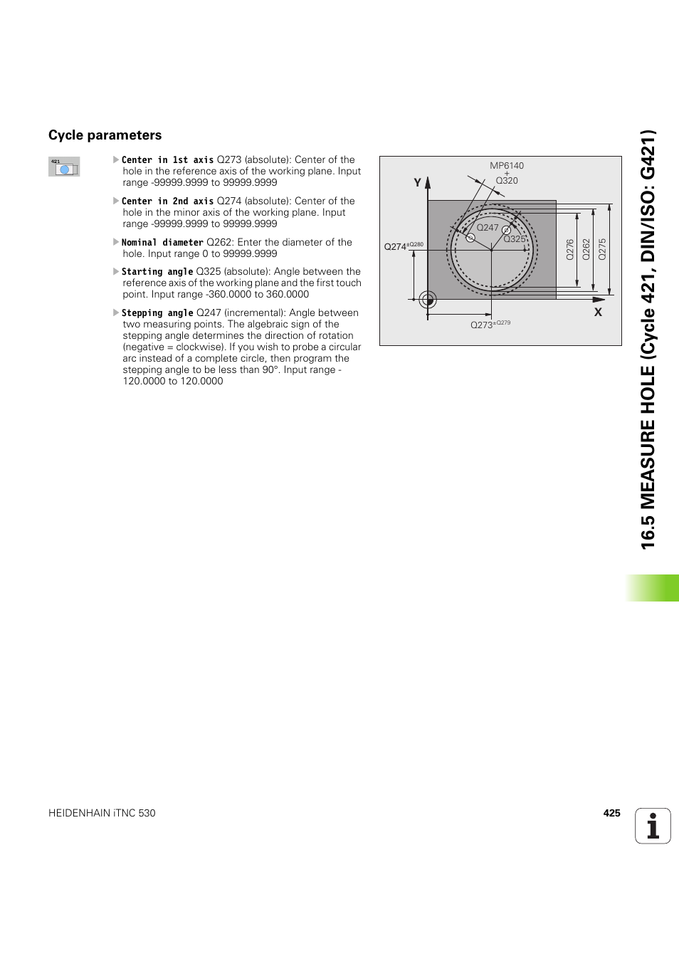 Cycle parameters | HEIDENHAIN iTNC 530 (60642x-04) Cycle programming User Manual | Page 425 / 529