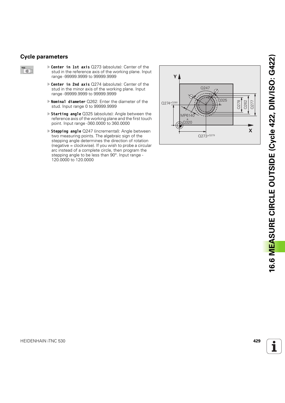 Cycle parameters | HEIDENHAIN iTNC 530 (60642x-04) Cycle programming User Manual | Page 429 / 529
