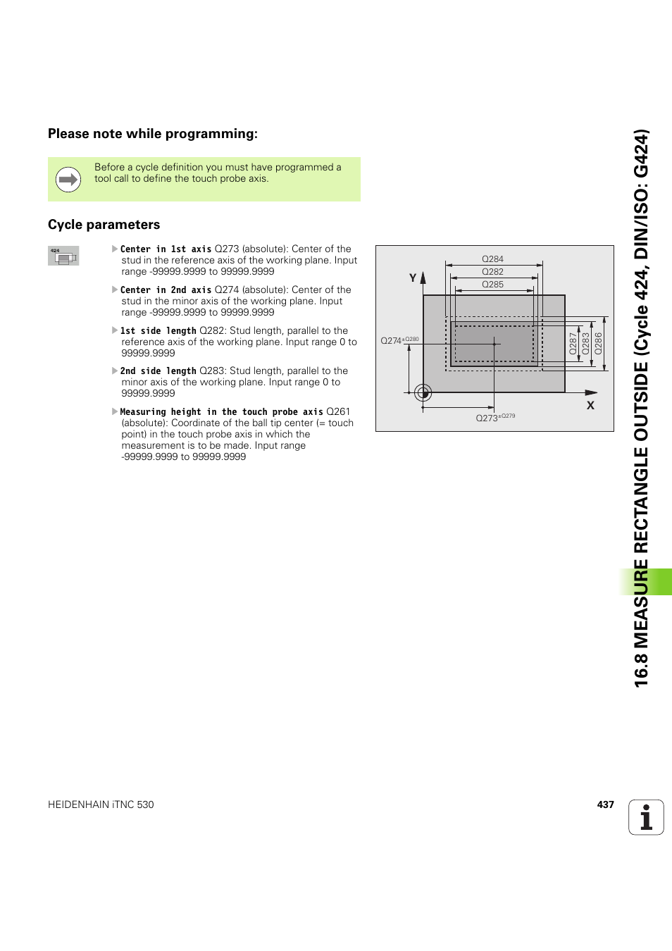 Please note while programming, Cycle parameters | HEIDENHAIN iTNC 530 (60642x-04) Cycle programming User Manual | Page 437 / 529