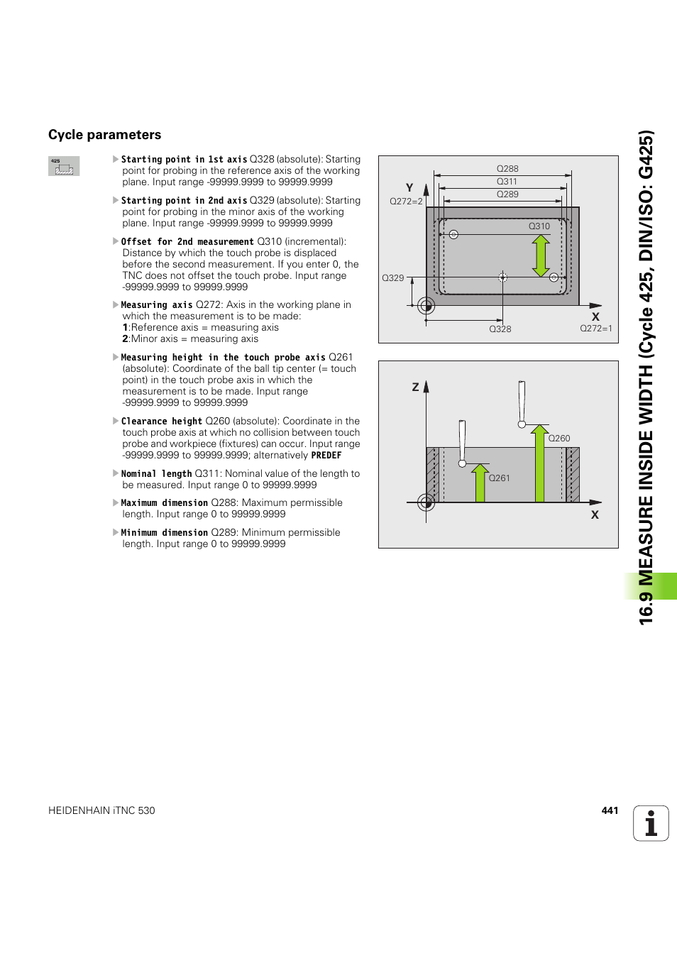 Cycle parameters | HEIDENHAIN iTNC 530 (60642x-04) Cycle programming User Manual | Page 441 / 529