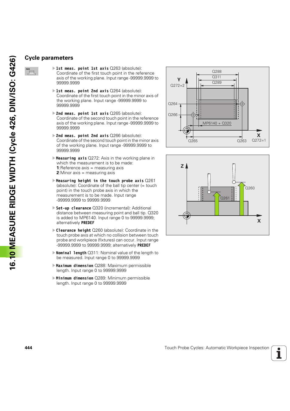 Cycle parameters | HEIDENHAIN iTNC 530 (60642x-04) Cycle programming User Manual | Page 444 / 529