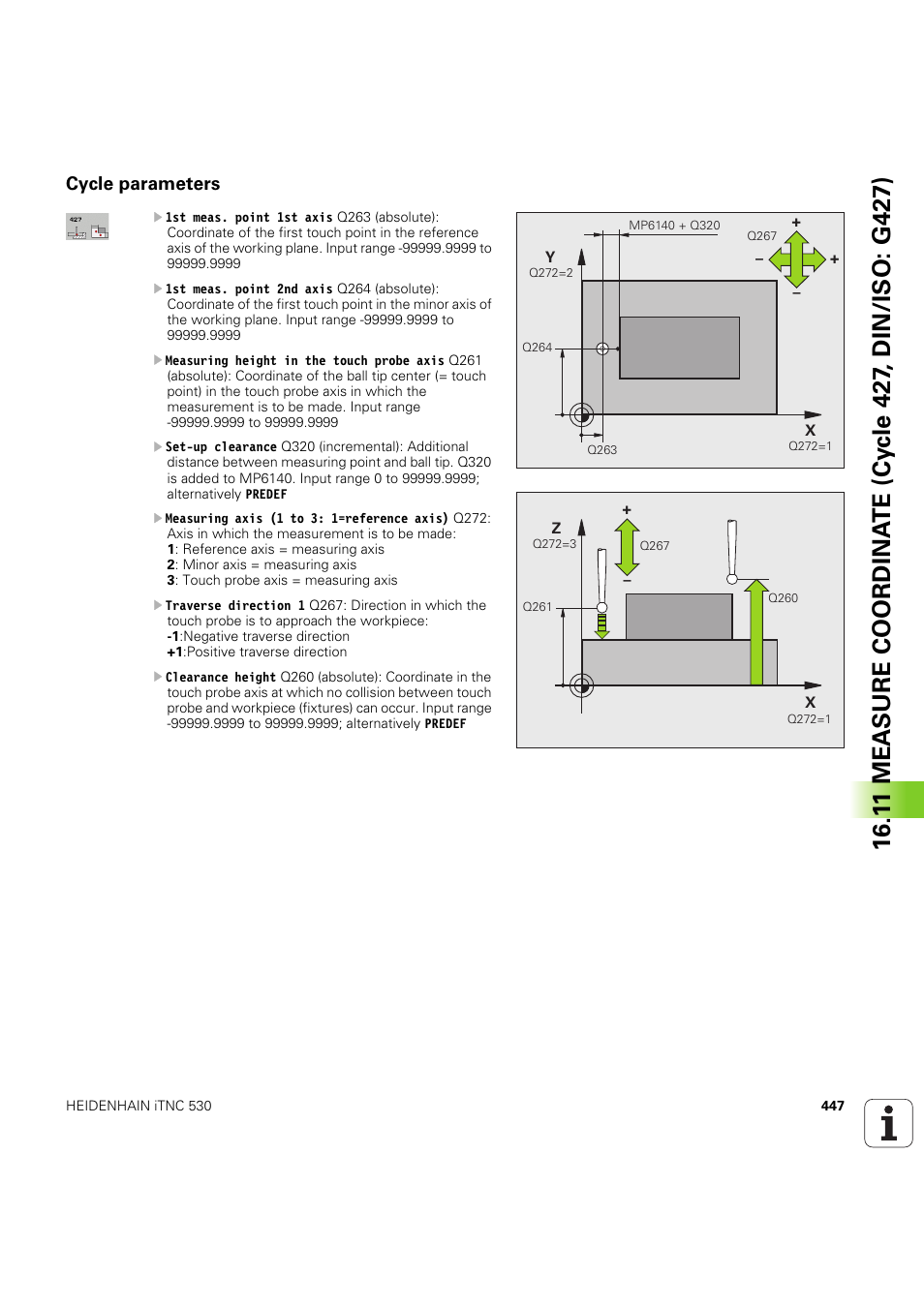 Cycle parameters | HEIDENHAIN iTNC 530 (60642x-04) Cycle programming User Manual | Page 447 / 529