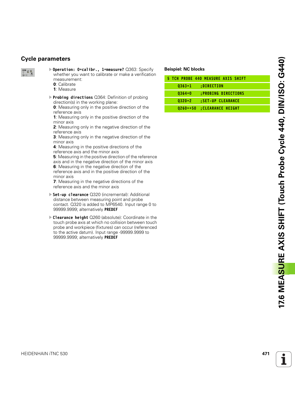 Cycle parameters | HEIDENHAIN iTNC 530 (60642x-04) Cycle programming User Manual | Page 471 / 529