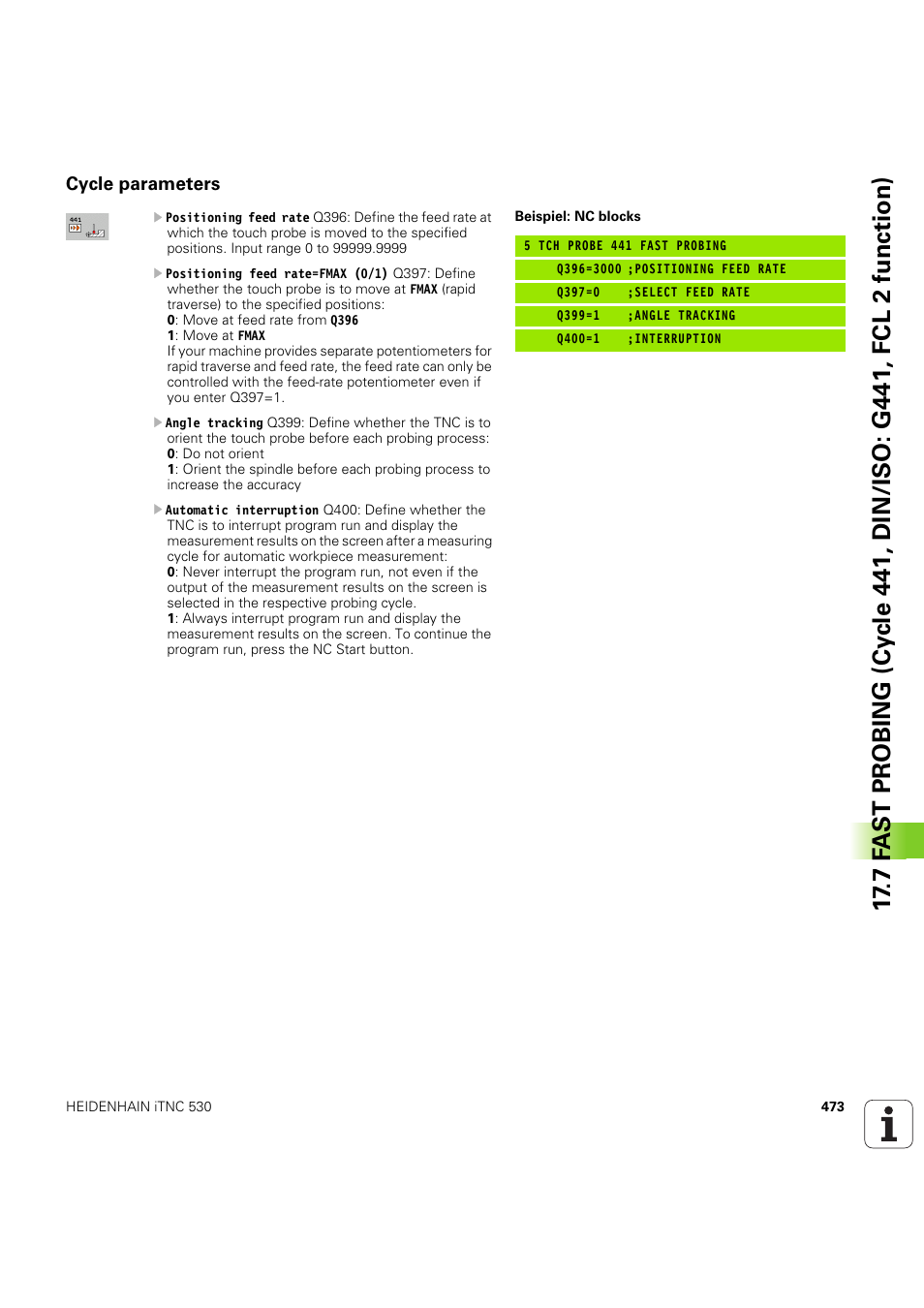 Cycle parameters | HEIDENHAIN iTNC 530 (60642x-04) Cycle programming User Manual | Page 473 / 529