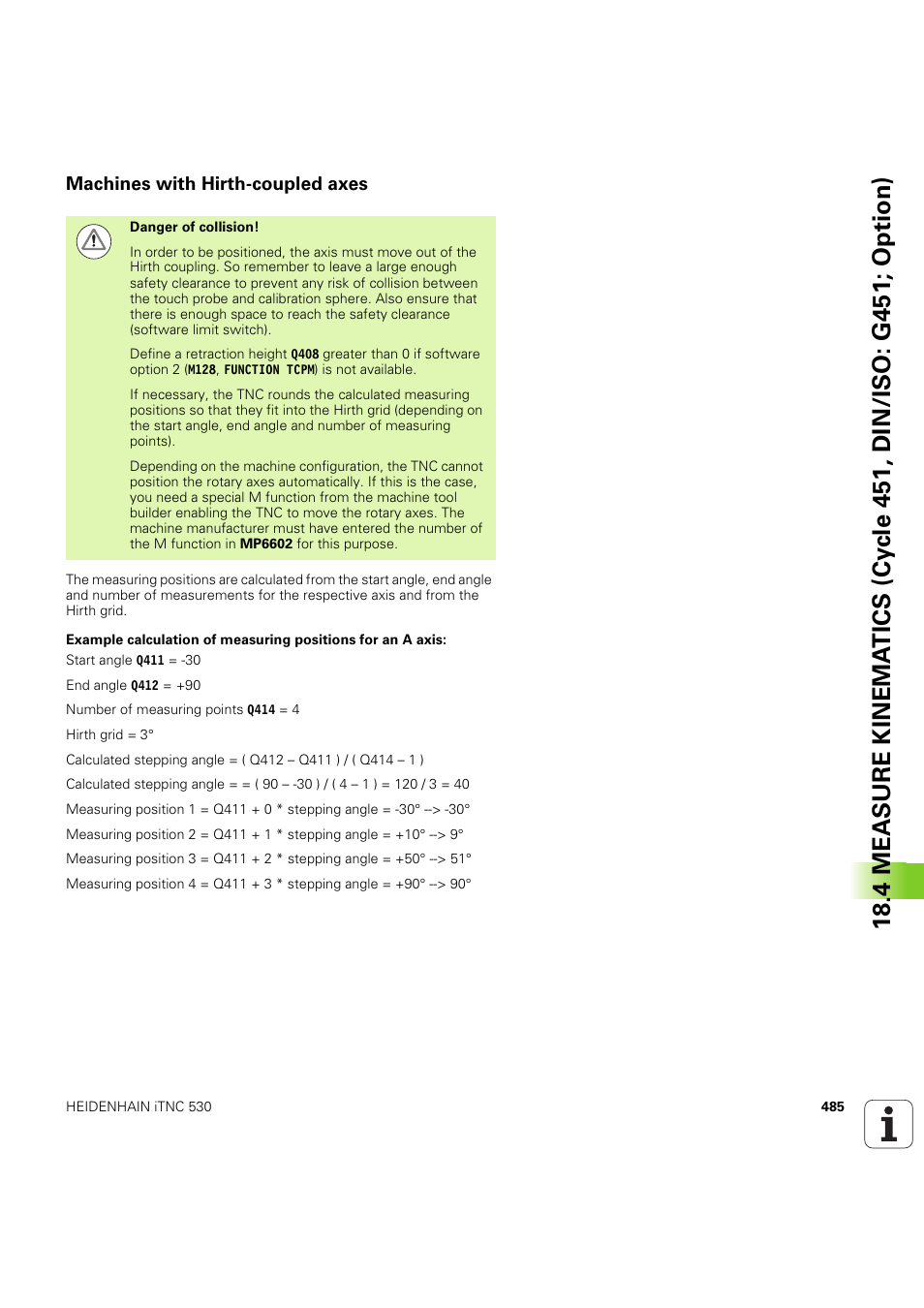 Machines with hirth-coupled axes | HEIDENHAIN iTNC 530 (60642x-04) Cycle programming User Manual | Page 485 / 529