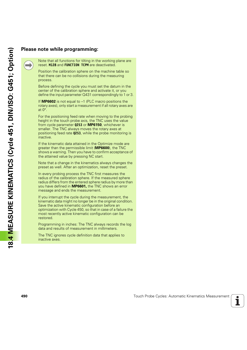 Please note while programming | HEIDENHAIN iTNC 530 (60642x-04) Cycle programming User Manual | Page 490 / 529