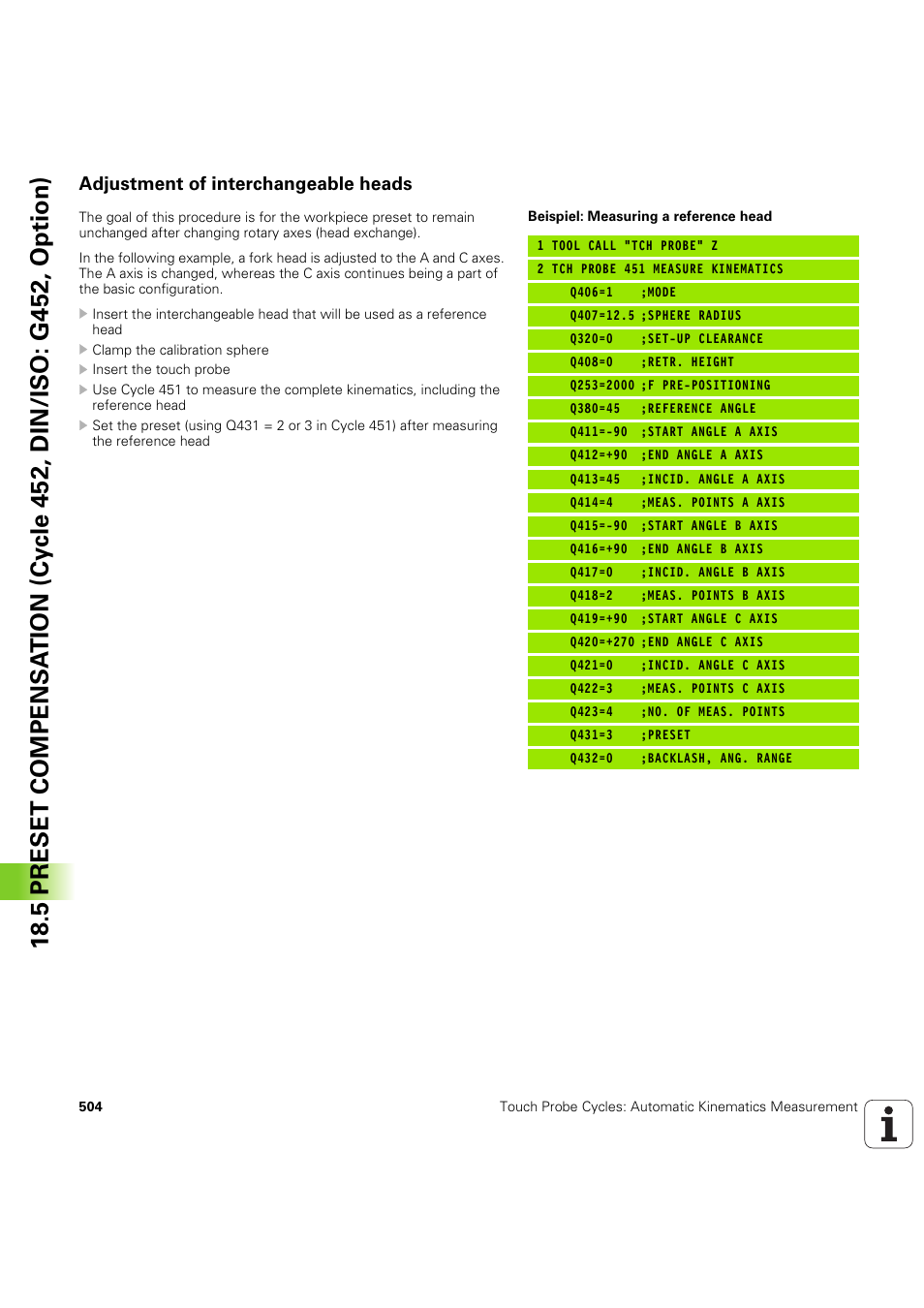 Adjustment of interchangeable heads | HEIDENHAIN iTNC 530 (60642x-04) Cycle programming User Manual | Page 504 / 529
