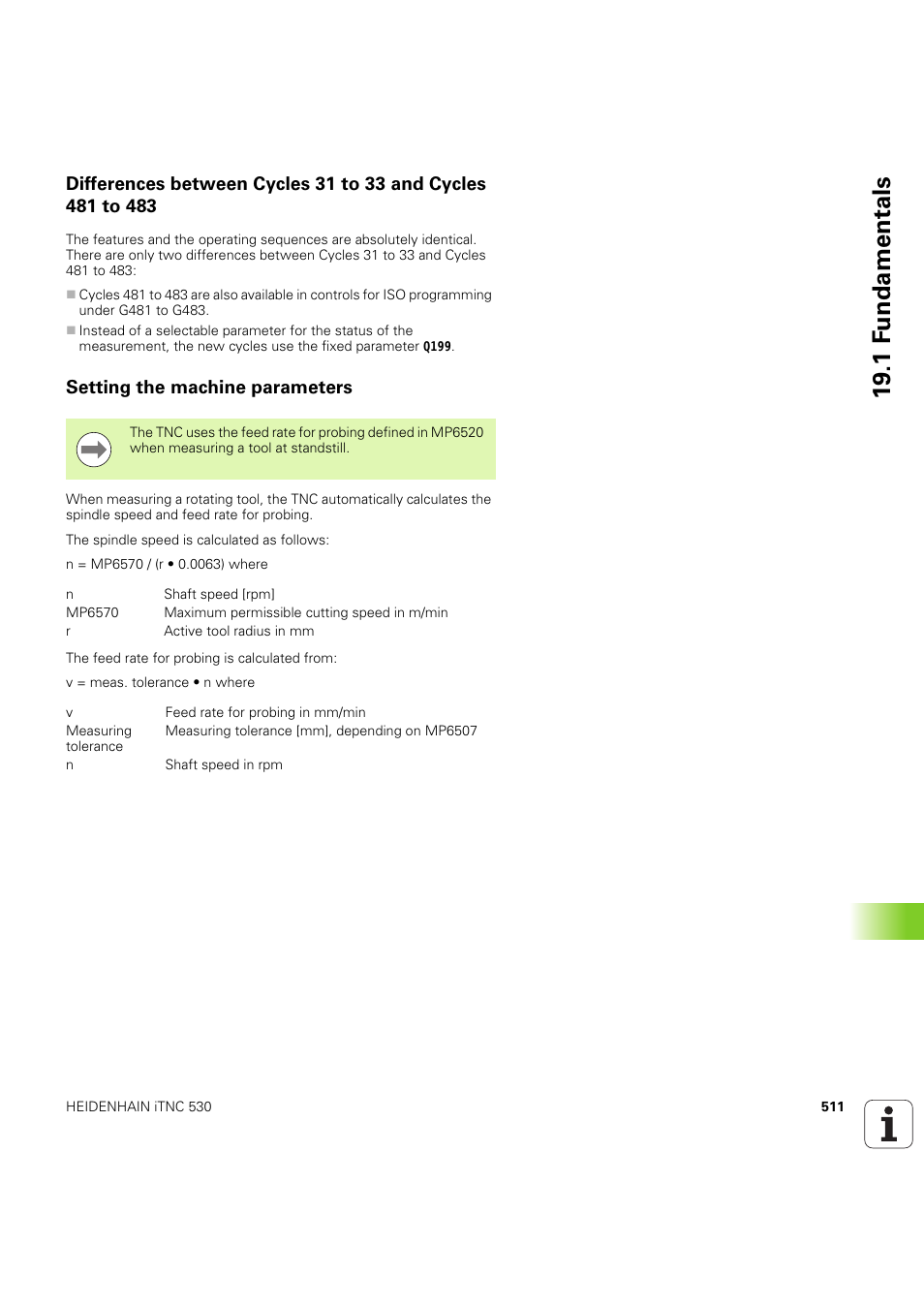Setting the machine parameters, 19 .1 f undamentals | HEIDENHAIN iTNC 530 (60642x-04) Cycle programming User Manual | Page 511 / 529
