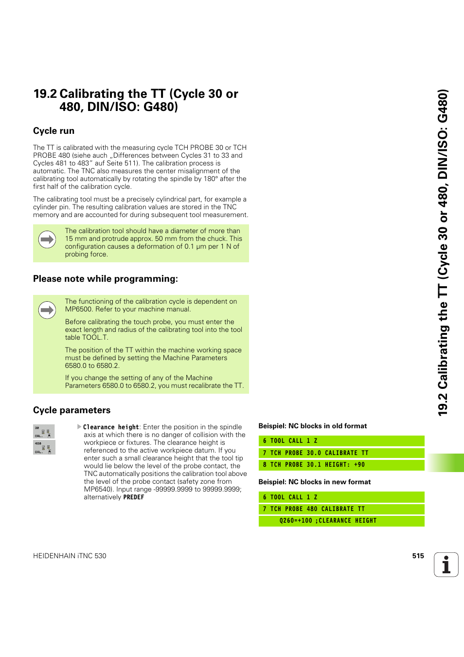 Cycle run, Please note while programming, Cycle parameters | Seite 515 | HEIDENHAIN iTNC 530 (60642x-04) Cycle programming User Manual | Page 515 / 529