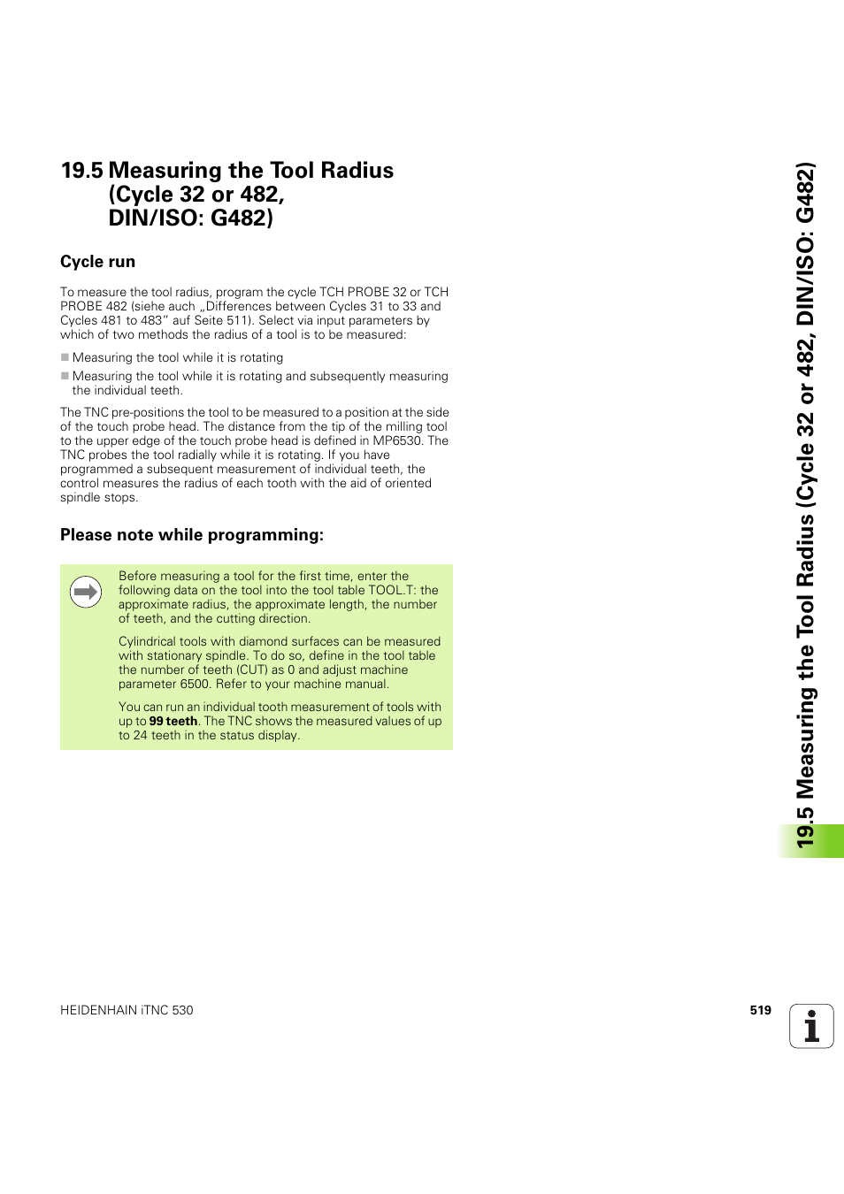 Cycle run, Please note while programming, Seite 519 | HEIDENHAIN iTNC 530 (60642x-04) Cycle programming User Manual | Page 519 / 529