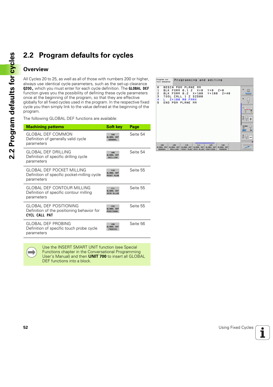 2 program defaults for cycles, Overview | HEIDENHAIN iTNC 530 (60642x-04) Cycle programming User Manual | Page 52 / 529