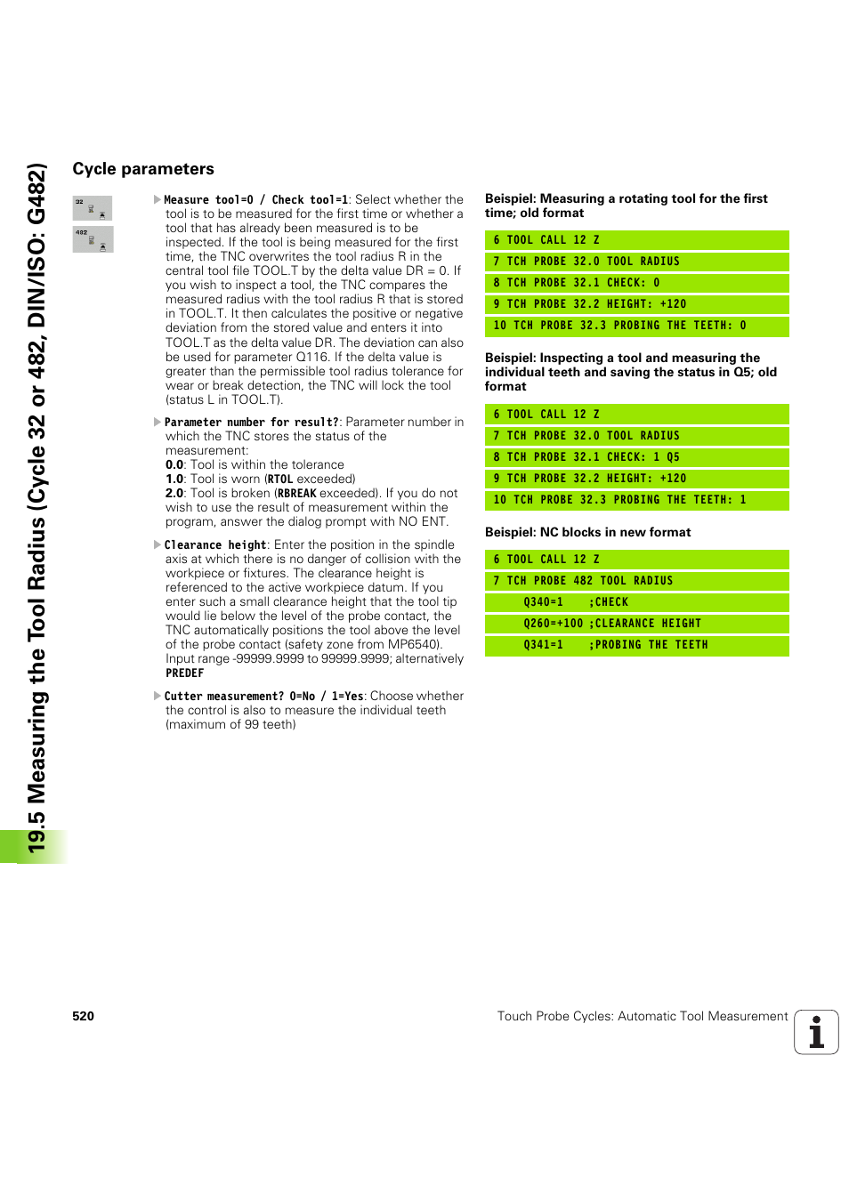 Cycle parameters | HEIDENHAIN iTNC 530 (60642x-04) Cycle programming User Manual | Page 520 / 529