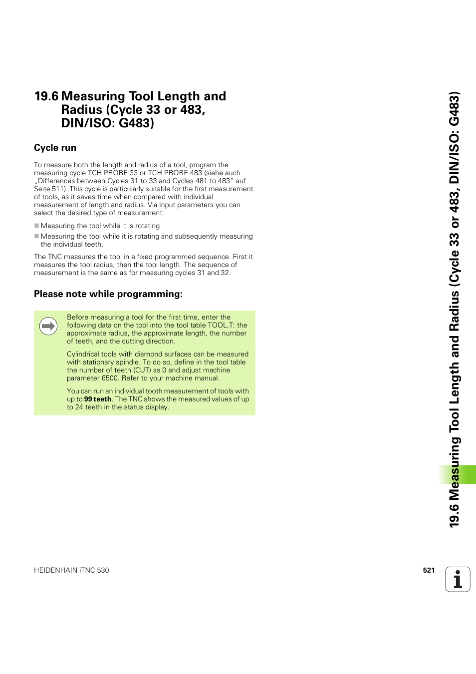 Cycle run, Please note while programming, Seite 521 | HEIDENHAIN iTNC 530 (60642x-04) Cycle programming User Manual | Page 521 / 529