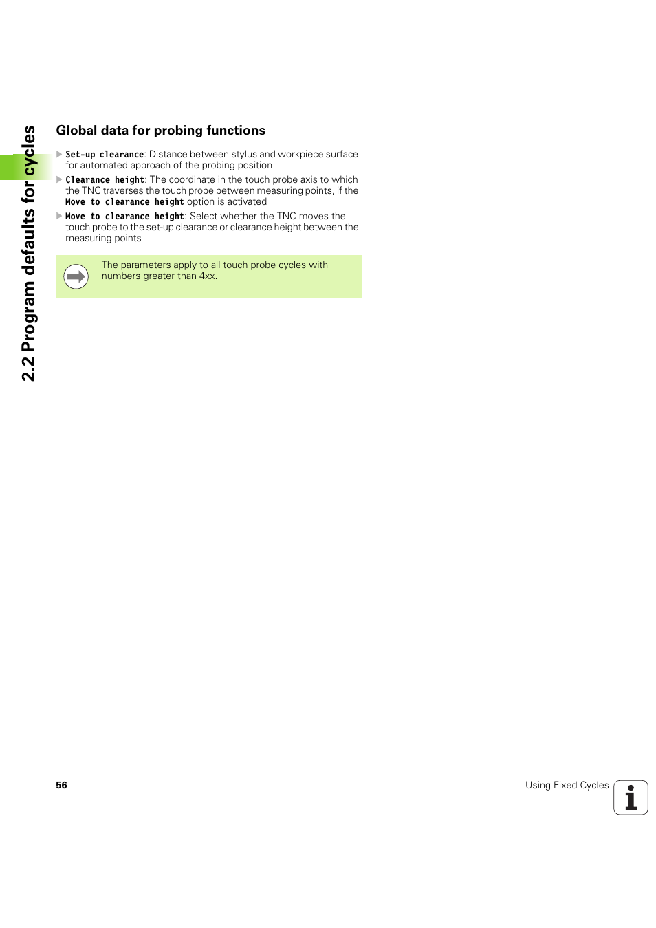 Global data for probing functions, Seite 56 | HEIDENHAIN iTNC 530 (60642x-04) Cycle programming User Manual | Page 56 / 529