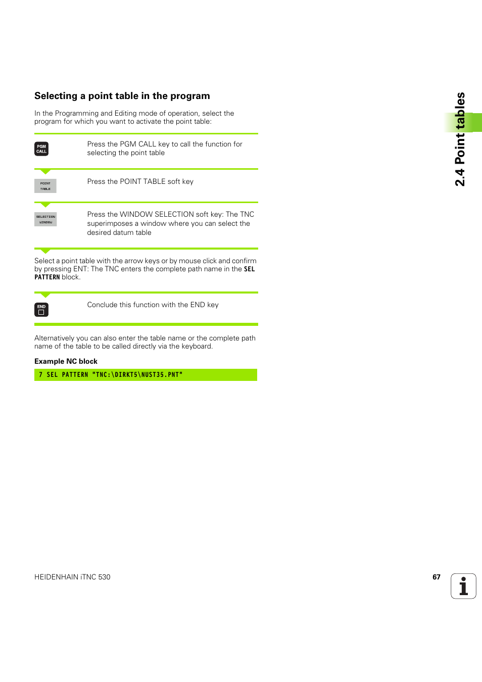 Selecting a point table in the program, 4 p o int tables | HEIDENHAIN iTNC 530 (60642x-04) Cycle programming User Manual | Page 67 / 529