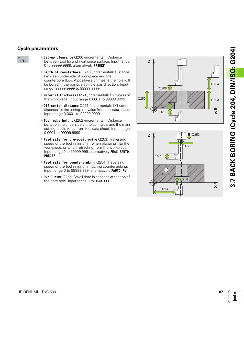 Cycle parameters | HEIDENHAIN iTNC 530 (60642x-04) Cycle programming User Manual | Page 87 / 529