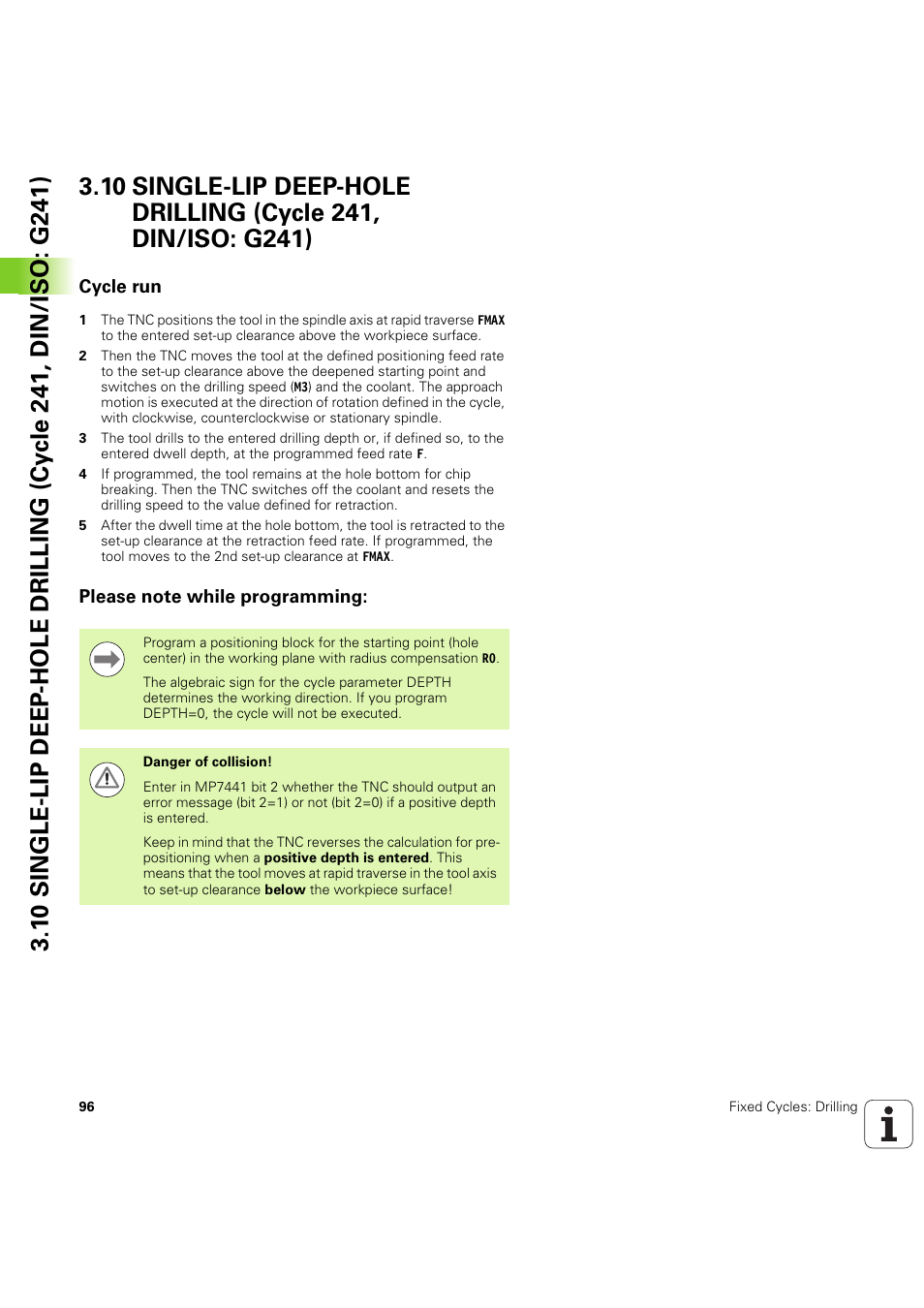 Cycle run, Please note while programming, Seite 96 | HEIDENHAIN iTNC 530 (60642x-04) Cycle programming User Manual | Page 96 / 529