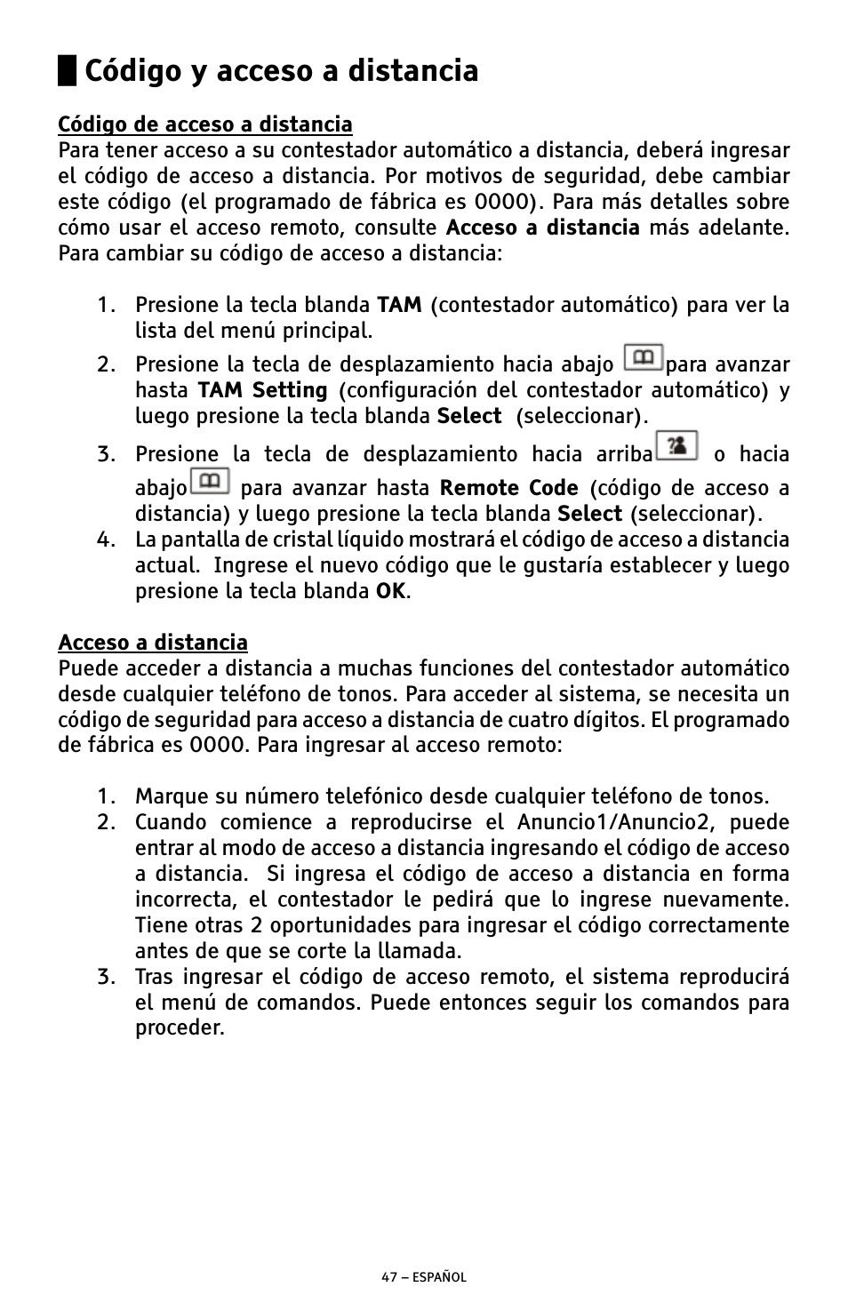 Código y acceso a distancia | ClearSounds A300 User Manual | Page 111 / 192