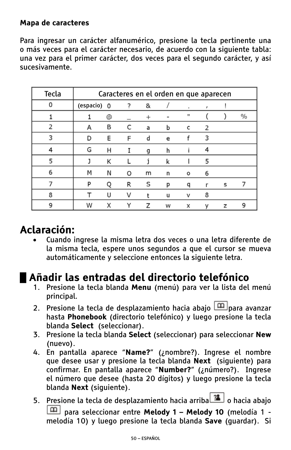 Aclaración, Añadir las entradas del directorio telefónico | ClearSounds A300 User Manual | Page 114 / 192