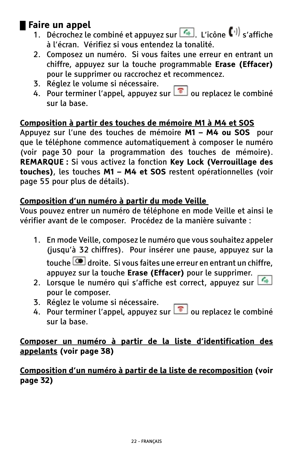 Faire un appel | ClearSounds A300 User Manual | Page 150 / 192