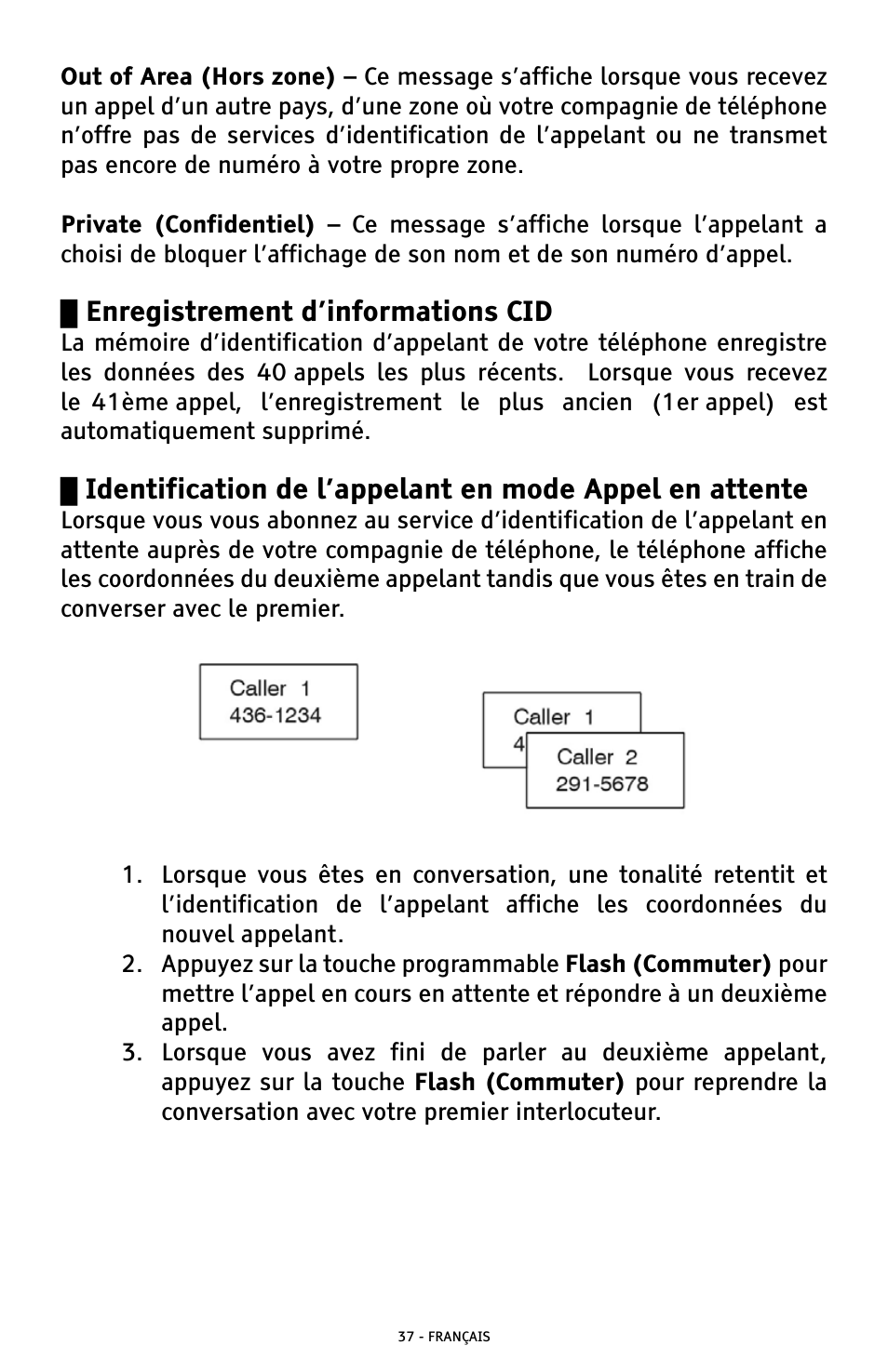 Enregistrement d’informations cid | ClearSounds A300 User Manual | Page 165 / 192
