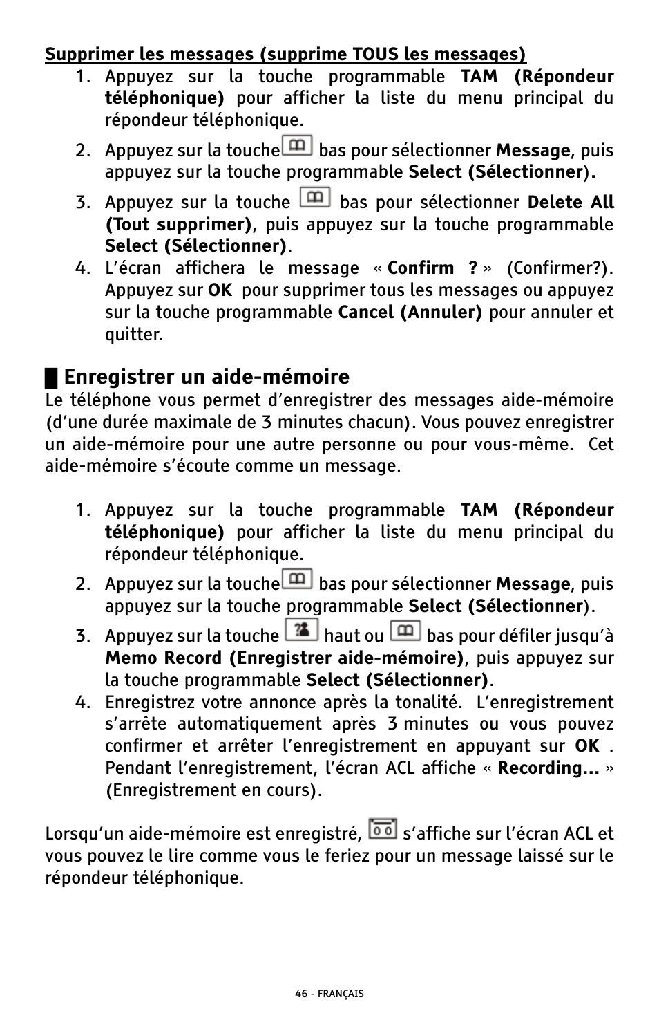 Enregistrer un aide-mémoire | ClearSounds A300 User Manual | Page 174 / 192