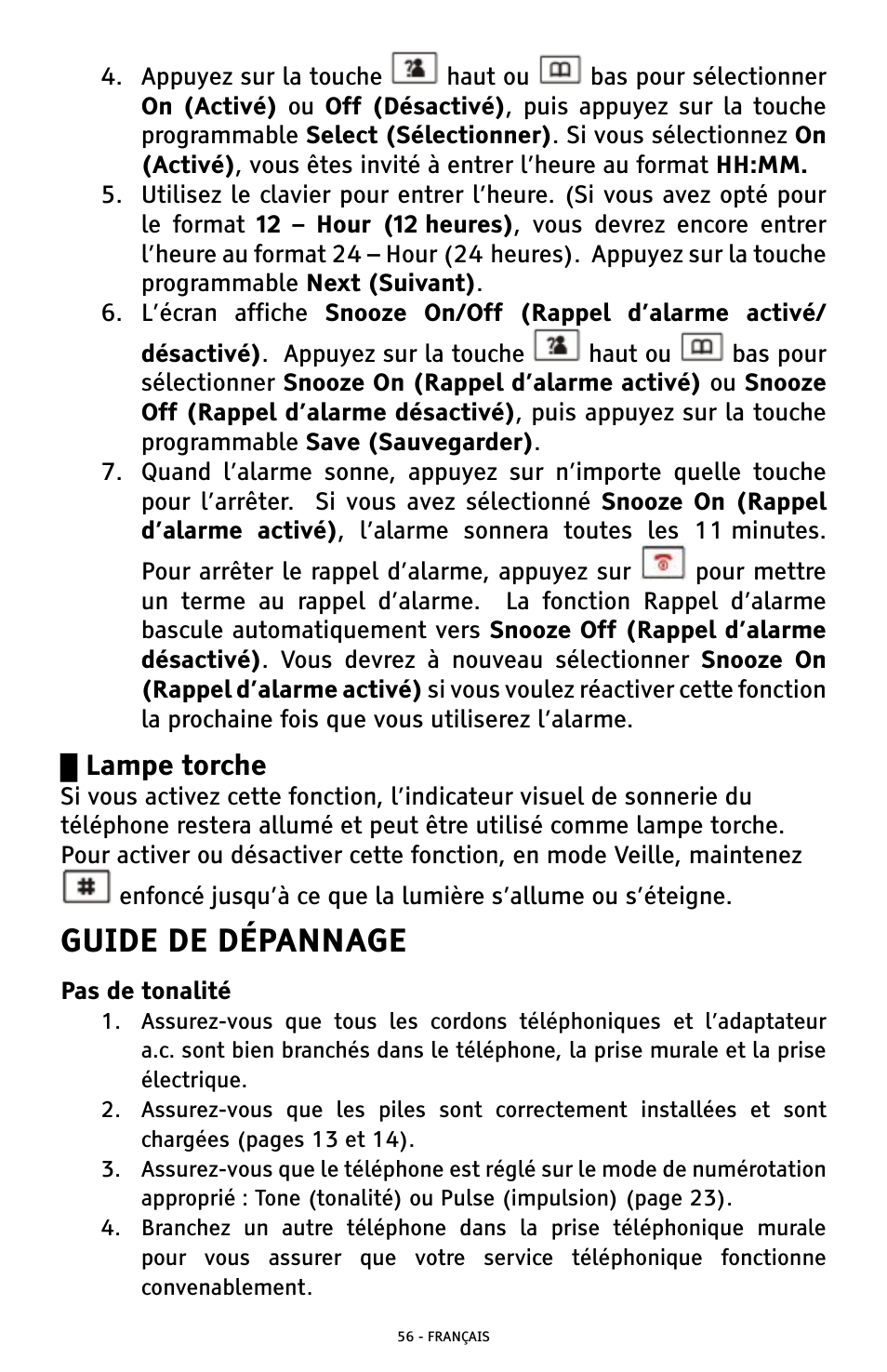 Guide de dépannage, Lampe torche | ClearSounds A300 User Manual | Page 184 / 192