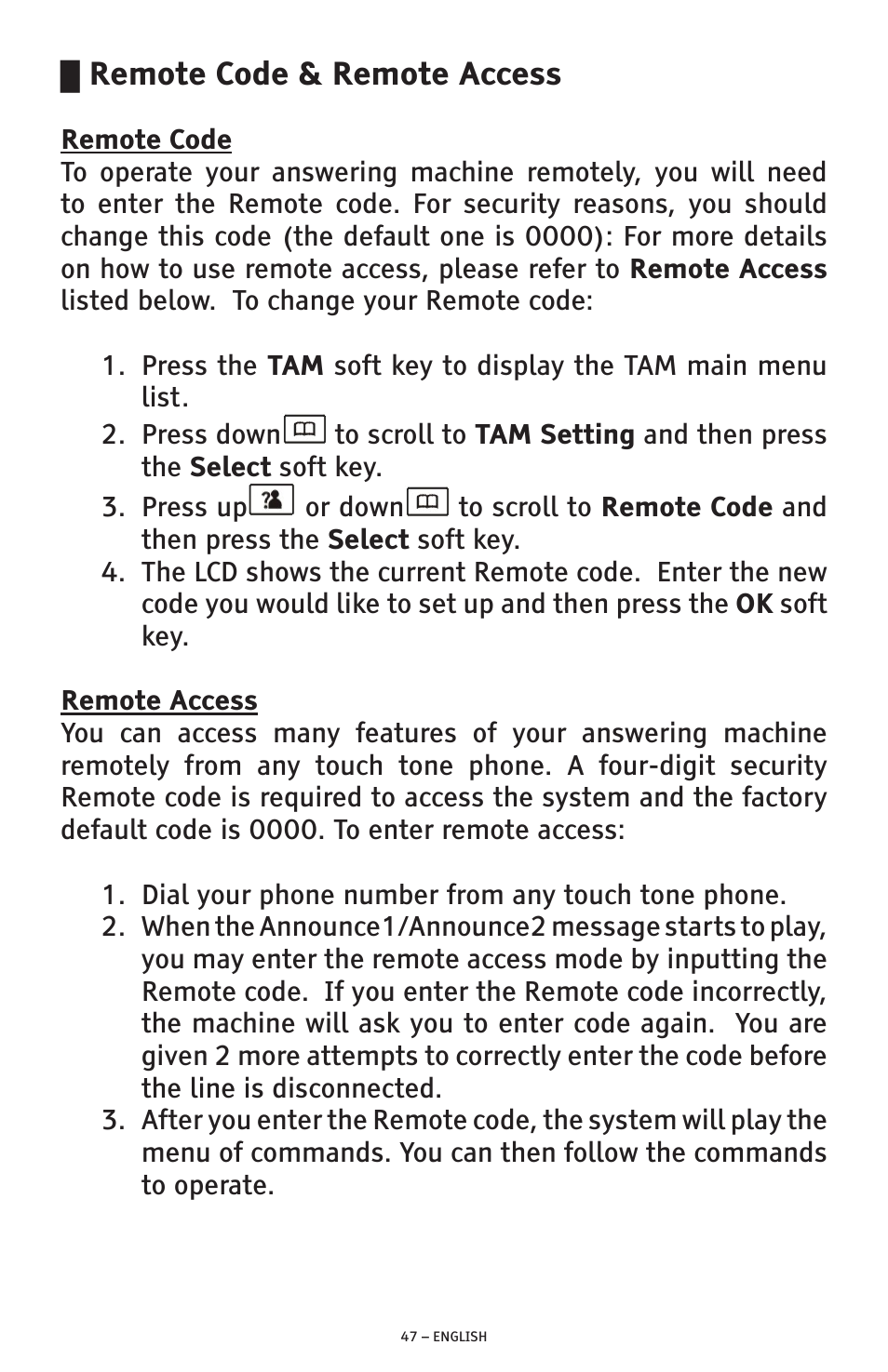 Remote code & remote access | ClearSounds A300 User Manual | Page 47 / 192