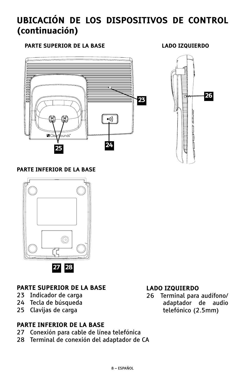 Descripción de las teclas auricular | ClearSounds A300 User Manual | Page 72 / 192