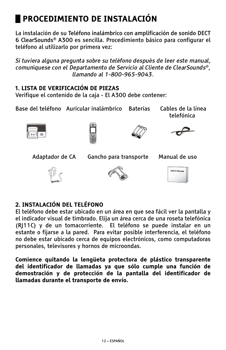 Procedimiento de instalación | ClearSounds A300 User Manual | Page 76 / 192
