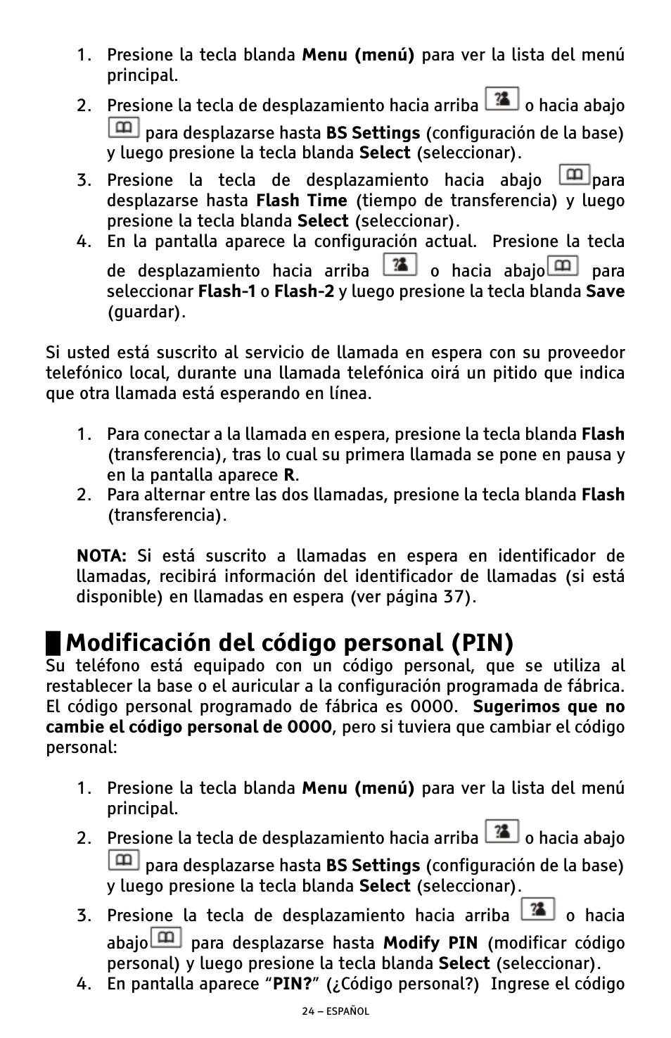 Modificación del código personal (pin) | ClearSounds A300 User Manual | Page 88 / 192