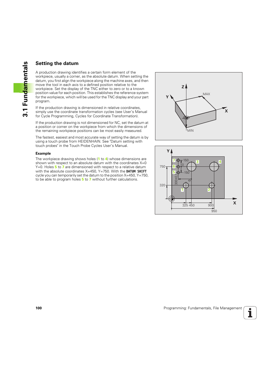 Setting the datum, 1 fundamentals | HEIDENHAIN iTNC 530 (60642x-04) ISO programming User Manual | Page 100 / 664