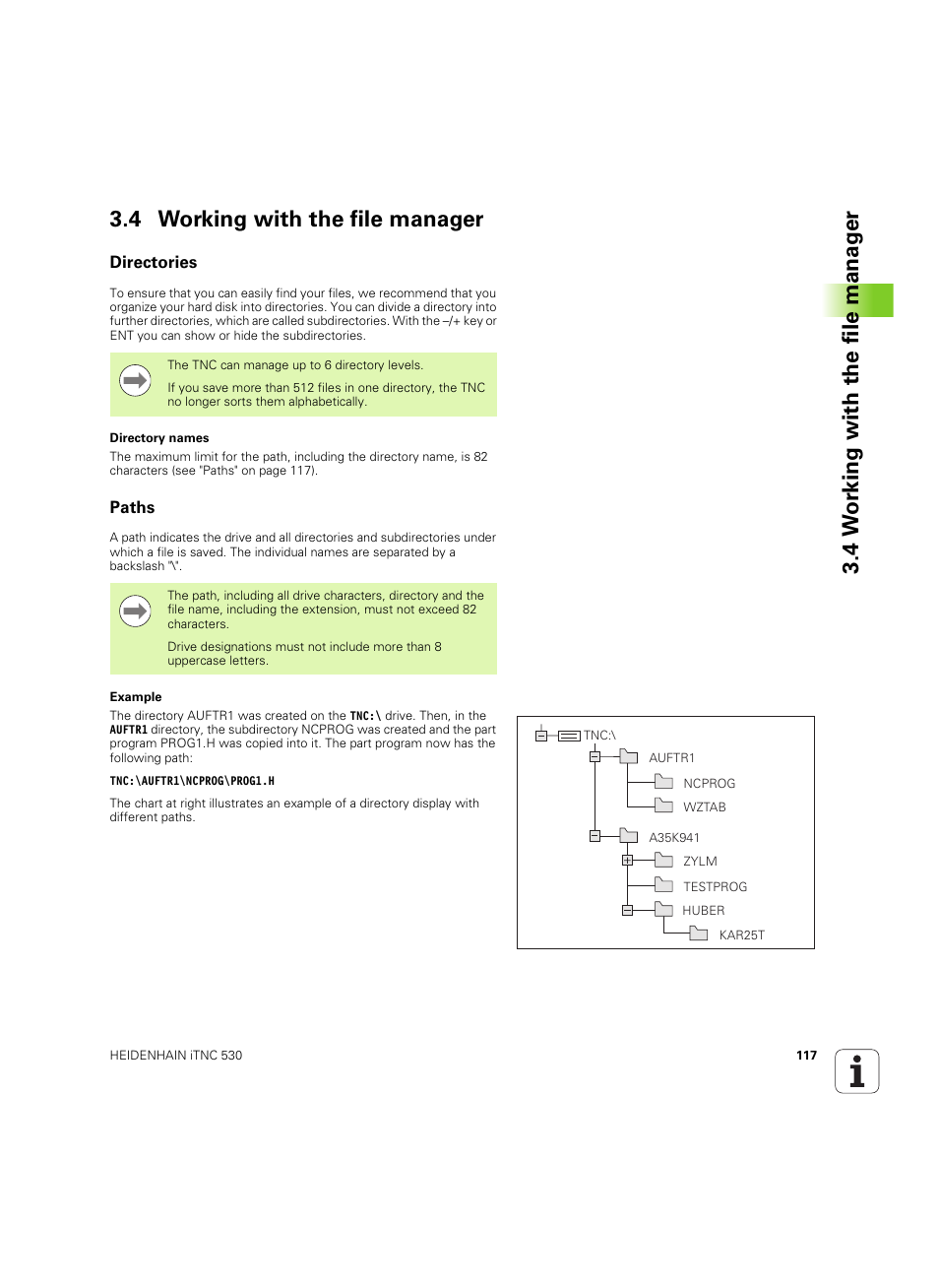 4 working with the file manager, Directories, Paths | HEIDENHAIN iTNC 530 (60642x-04) ISO programming User Manual | Page 117 / 664
