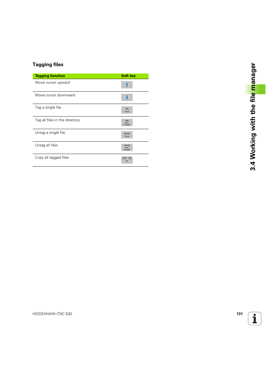 Tagging files, 4 w o rk ing with the file manag er | HEIDENHAIN iTNC 530 (60642x-04) ISO programming User Manual | Page 131 / 664