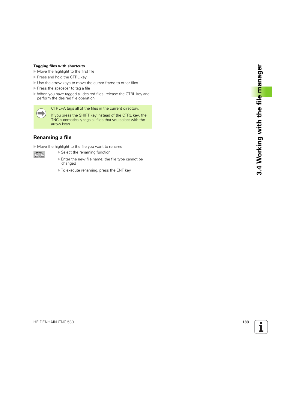 Renaming a file, 4 w o rk ing with the file manag er | HEIDENHAIN iTNC 530 (60642x-04) ISO programming User Manual | Page 133 / 664