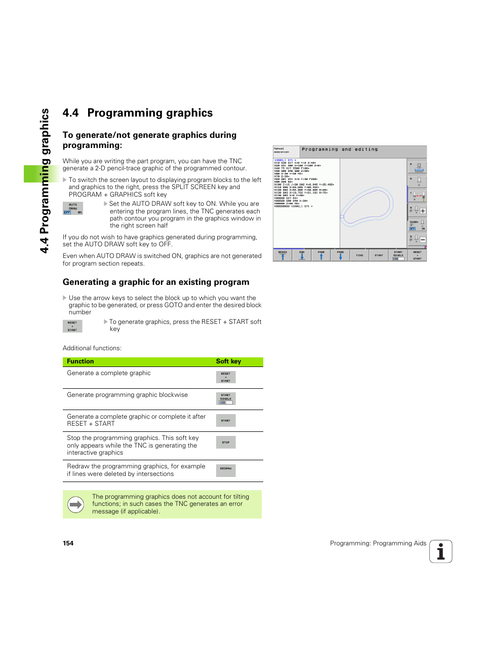 4 programming graphics, Generating a graphic for an existing program, 4 pr ogr amming gr aphics 4.4 programming graphics | HEIDENHAIN iTNC 530 (60642x-04) ISO programming User Manual | Page 154 / 664