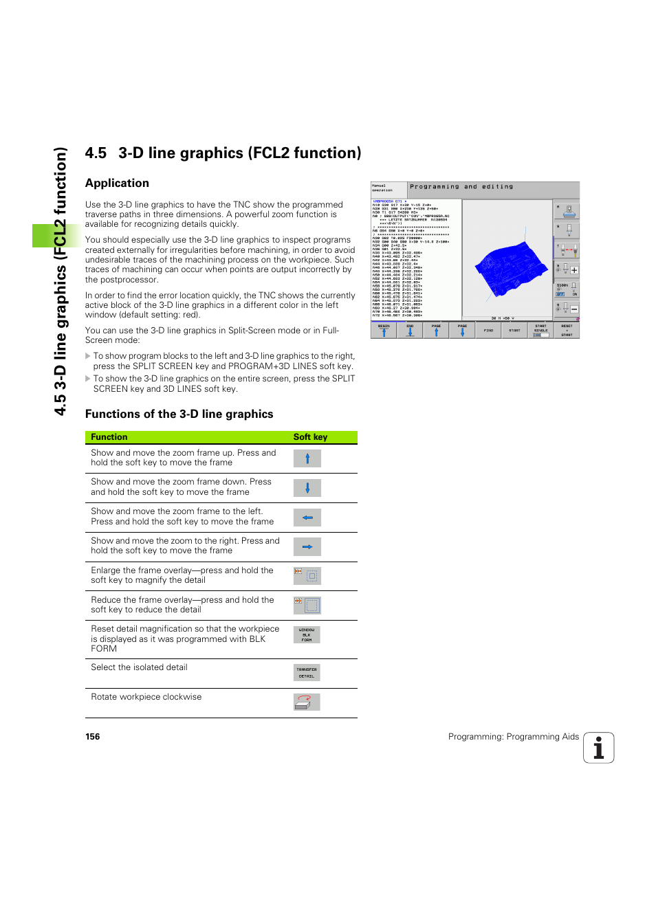 5 3-d line graphics (fcl2 function), Application, Functions of the 3-d line graphics | HEIDENHAIN iTNC 530 (60642x-04) ISO programming User Manual | Page 156 / 664