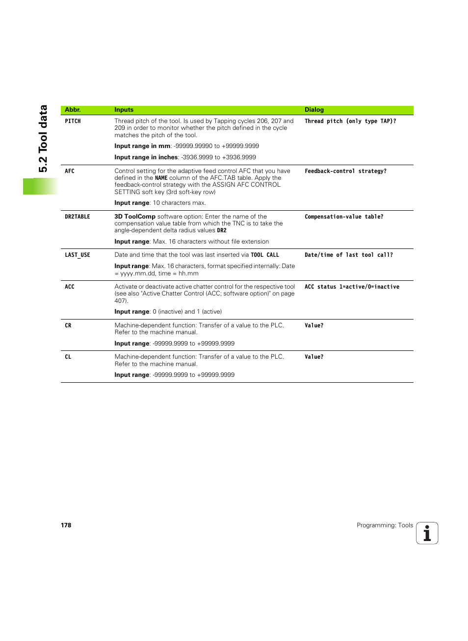 2 tool data | HEIDENHAIN iTNC 530 (60642x-04) ISO programming User Manual | Page 178 / 664