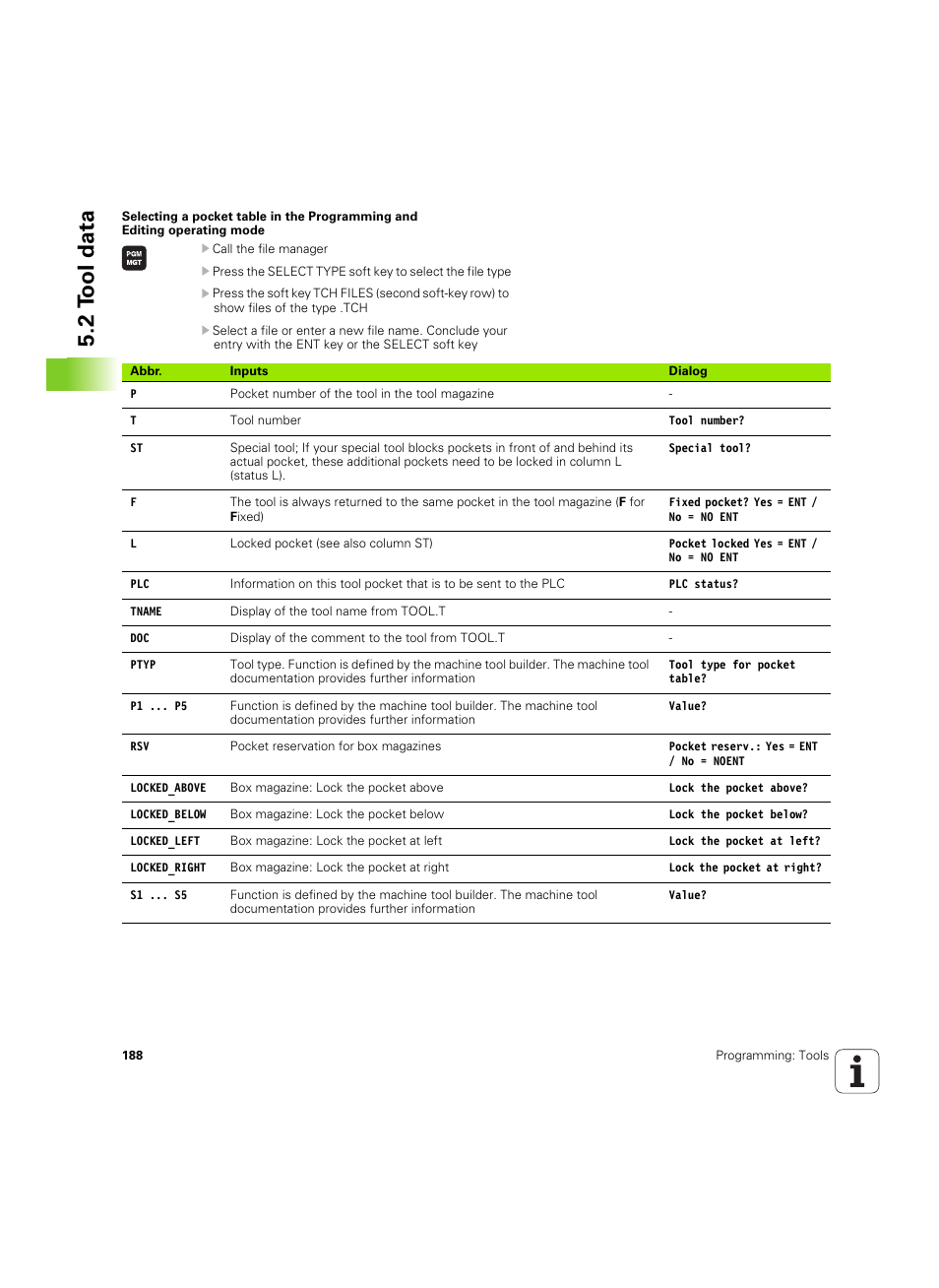2 tool data | HEIDENHAIN iTNC 530 (60642x-04) ISO programming User Manual | Page 188 / 664