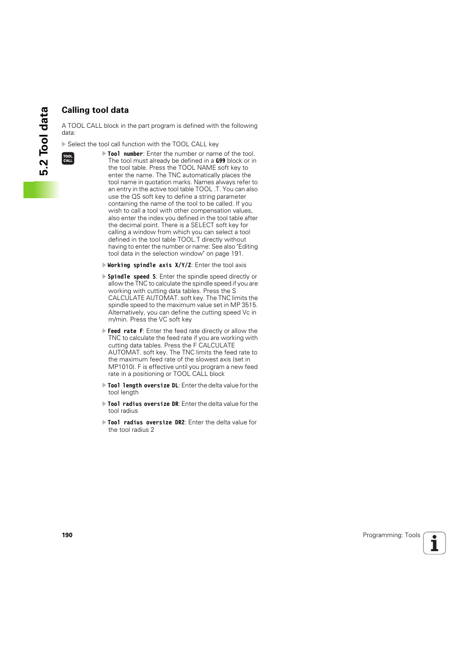 Calling tool data, 2 tool data | HEIDENHAIN iTNC 530 (60642x-04) ISO programming User Manual | Page 190 / 664